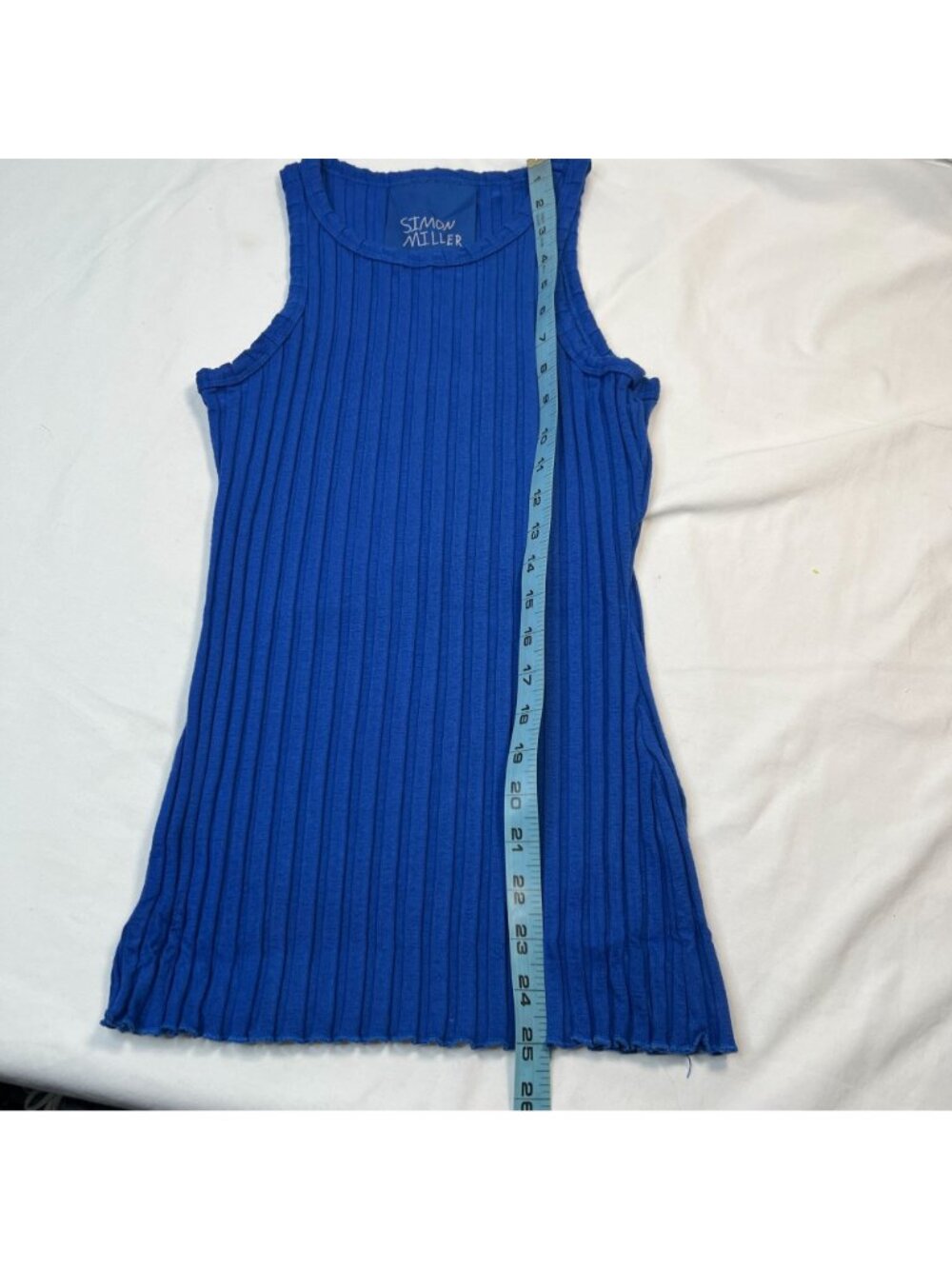 Simon Miller Troost Rib Racer Tank Top Ribbed Knit Designer Electric Blue Medium - Picture 5 of 9